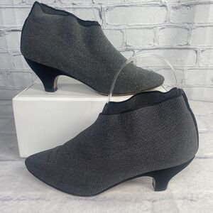 Sesto‎ Meucci 5.5M Kitten Heel Pumps Pointed Toe Black Silver Stretch Scalloped